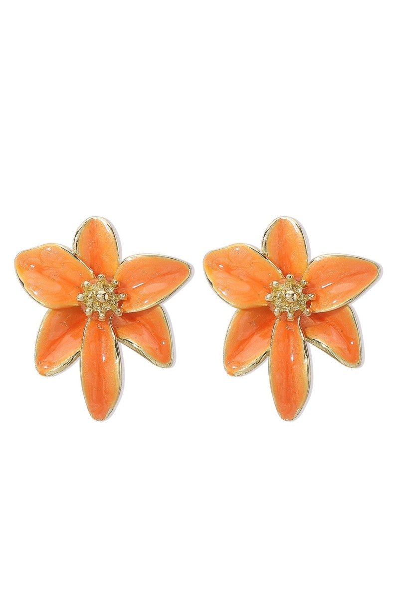 Orange - Vintage Enamel Flower Earrings-Sunfere
