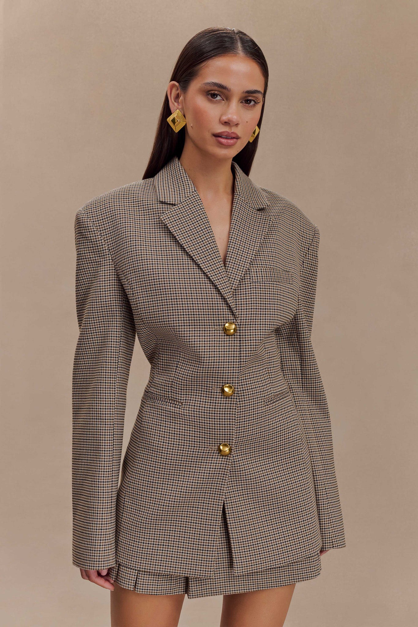 Houndstooth Belted Blazer