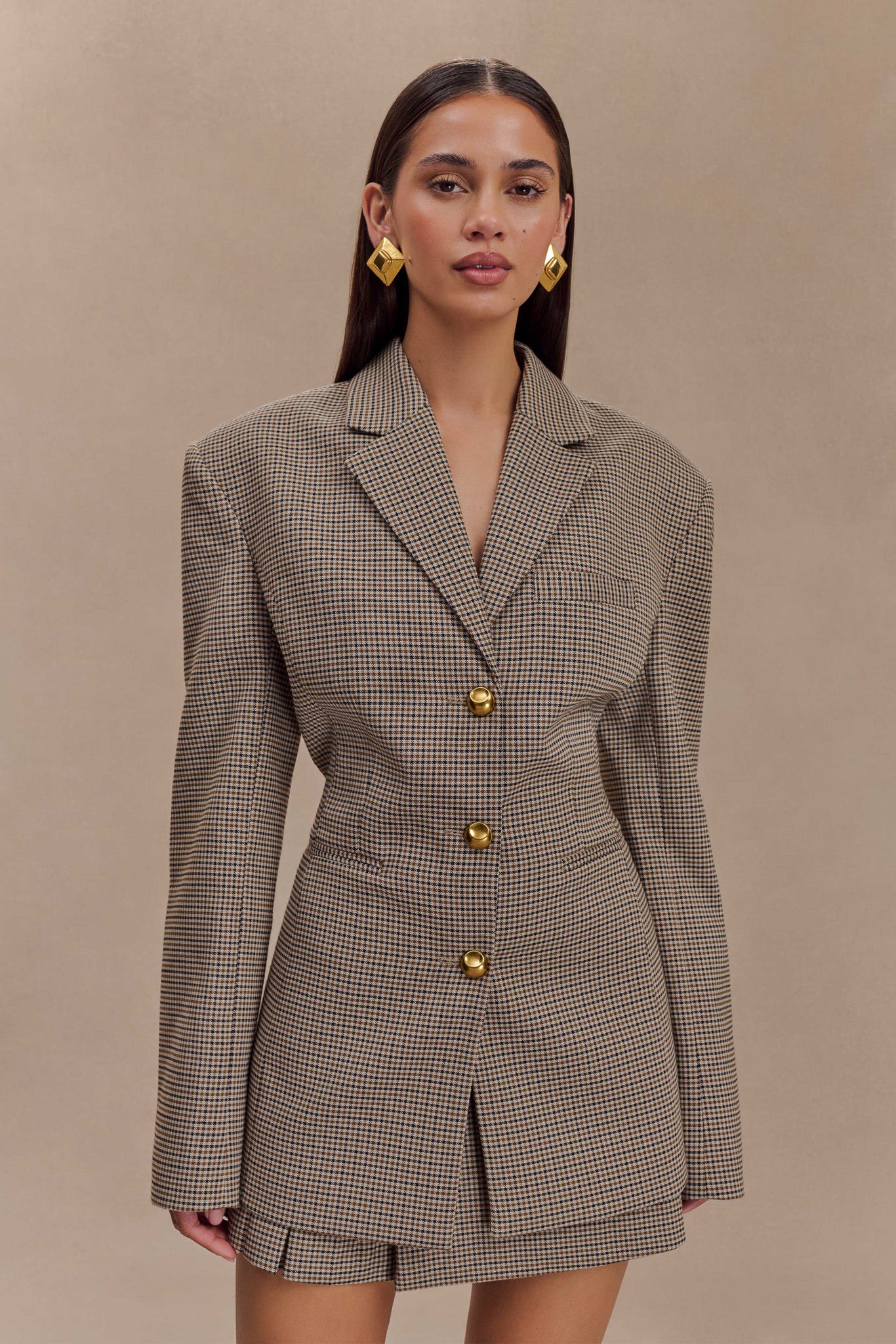 Houndstooth Belted Blazer