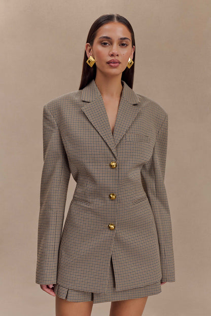 Houndstooth Belted Blazer