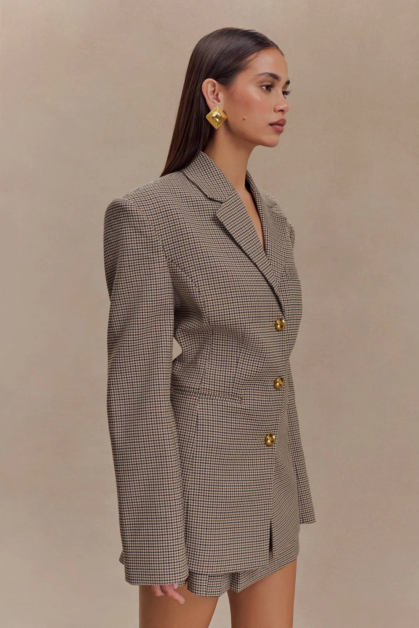 Houndstooth Belted Blazer