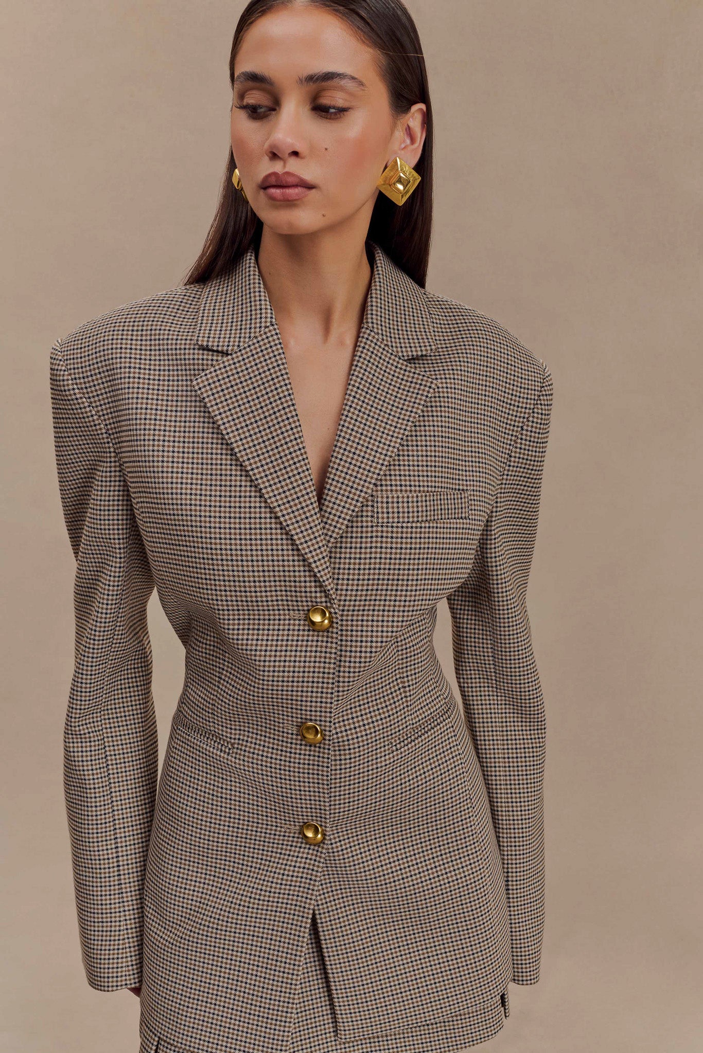 Houndstooth Belted Blazer