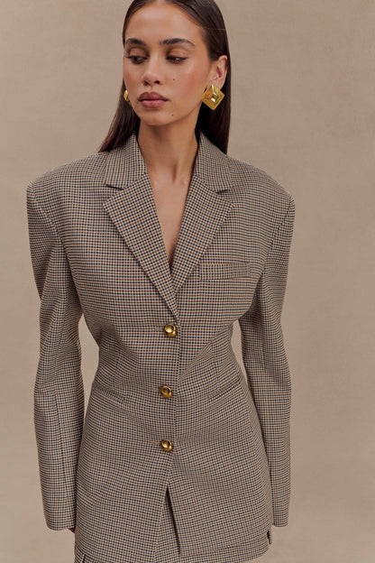 Houndstooth Belted Blazer