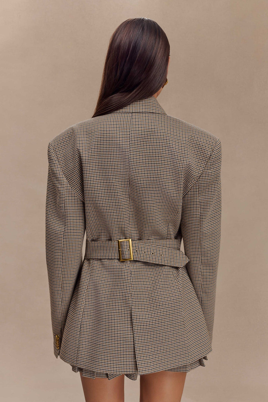 Houndstooth Belted Blazer