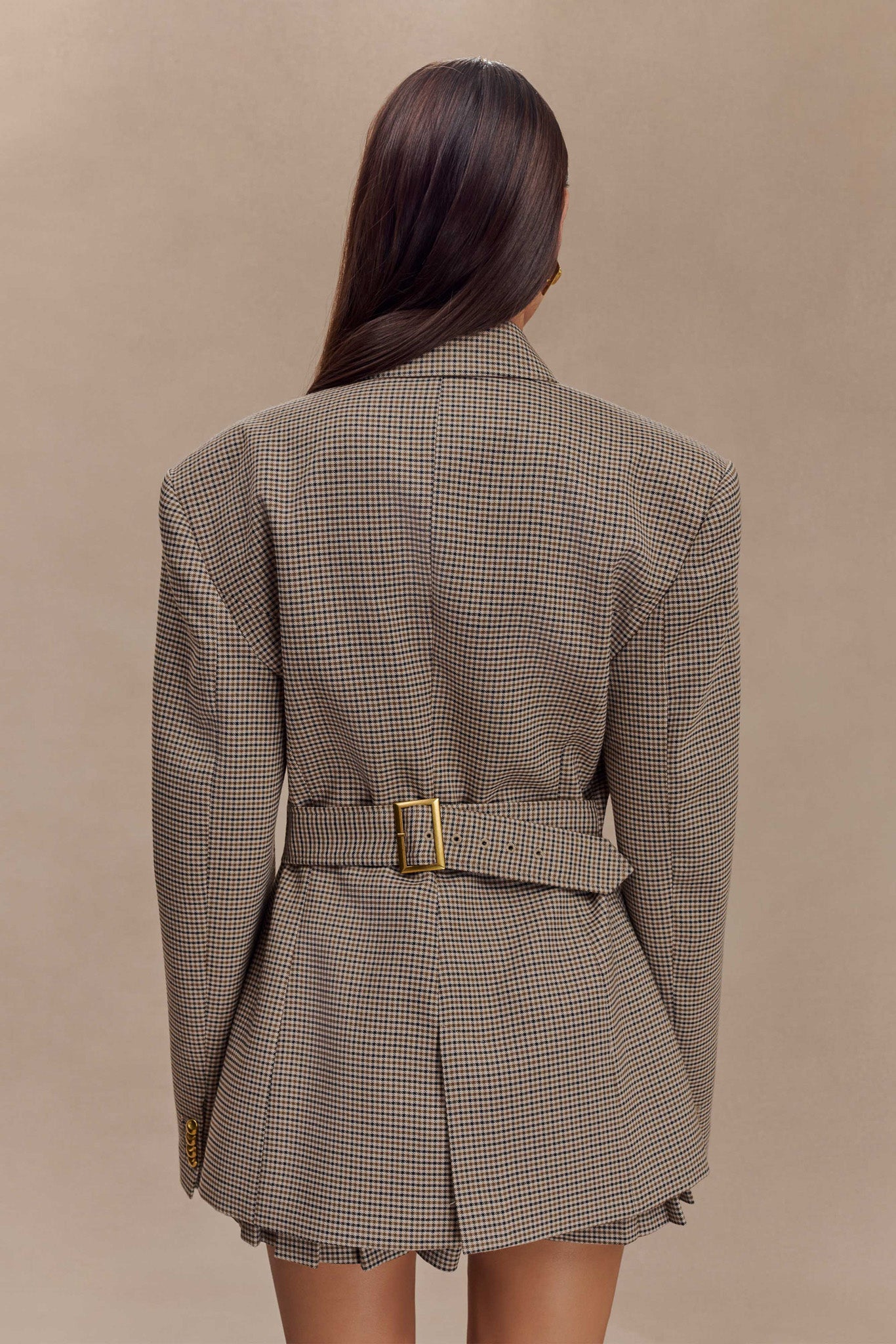 Houndstooth Belted Blazer