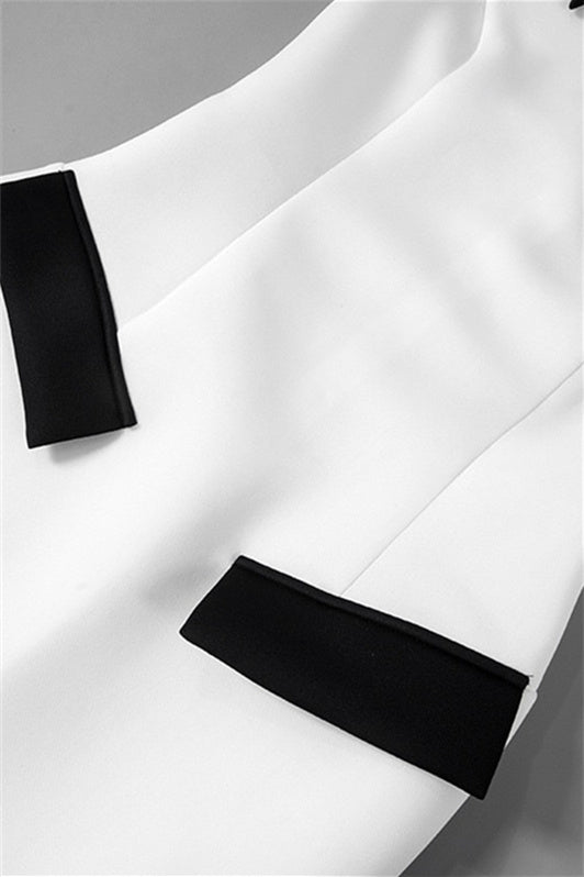 dresses - Adela Cap Sleeve Contrast Polyester Mini Dress - SD00708213414 - White - S - Sunfere