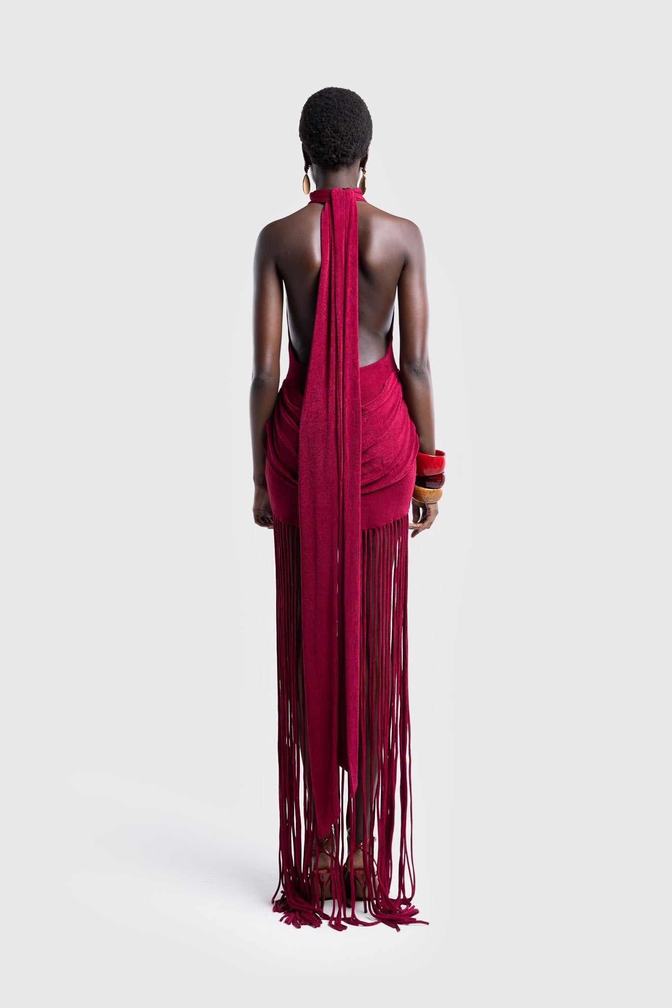 Azure Fringe Halo Maxi Dress