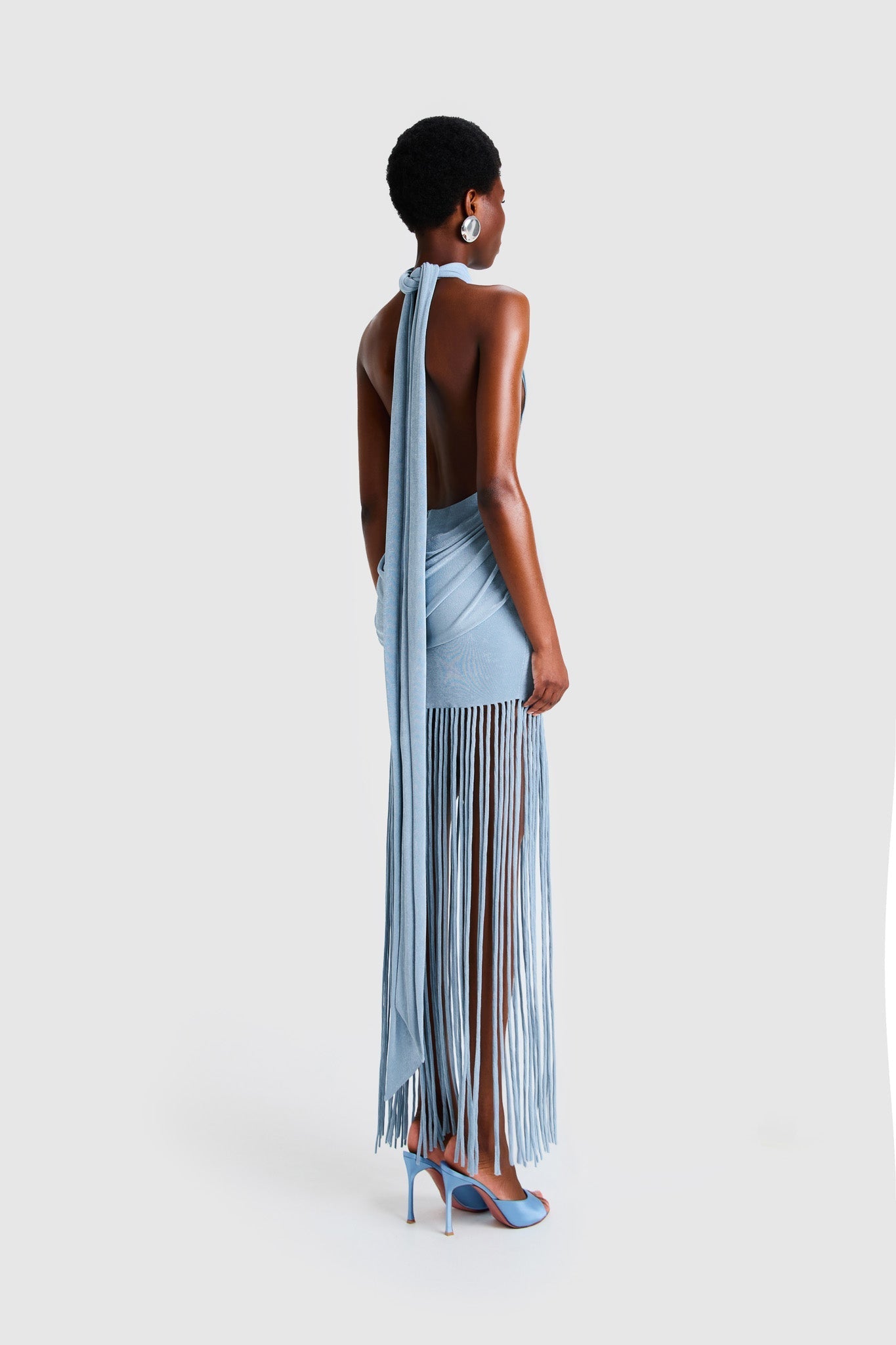 Azure Fringe Halo Maxi Dress
