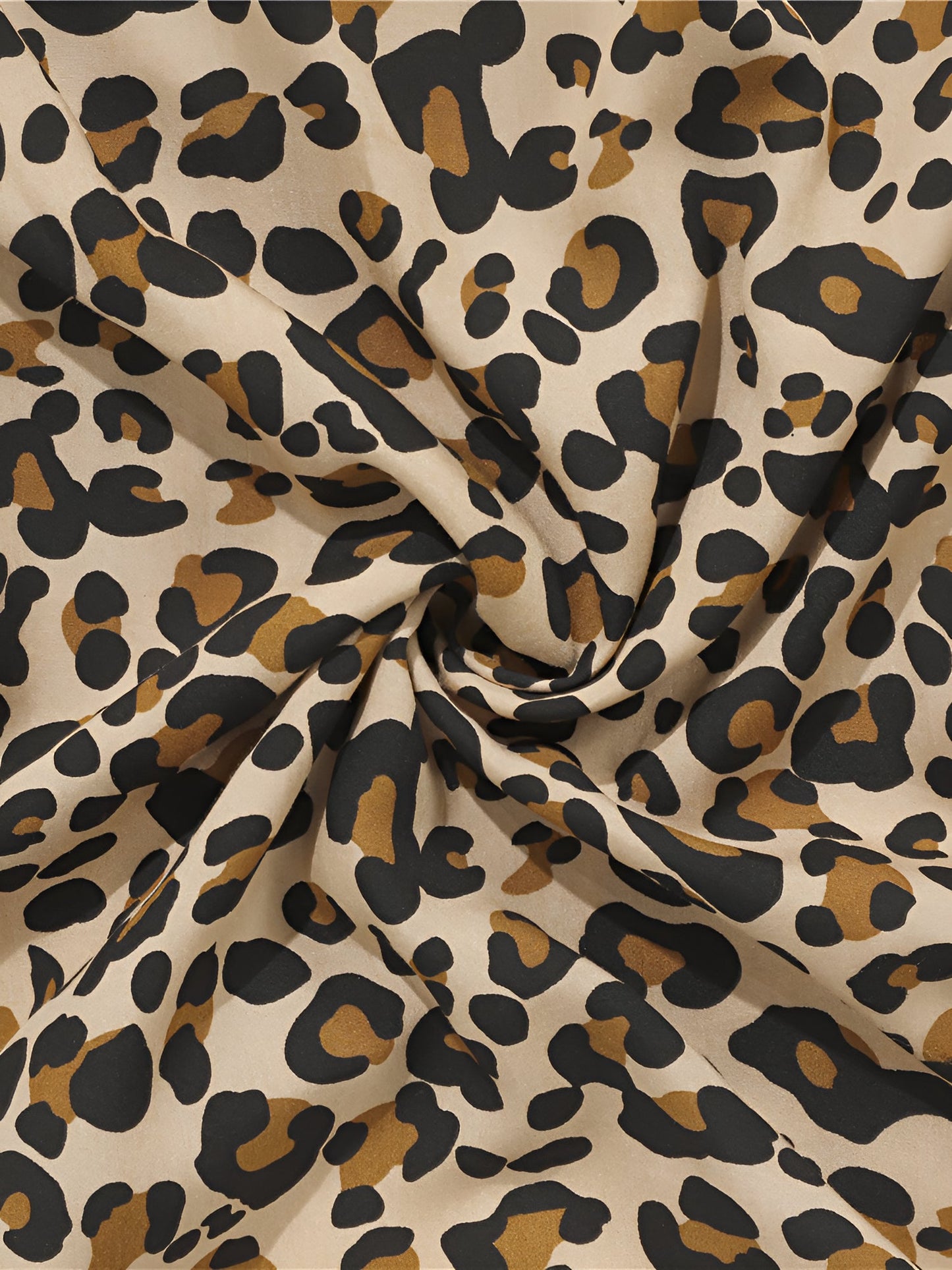 Leopard - Women's lightweight leopard print mini dress featuring a V-neckline with front ties, flared half sleeves, and a tiered skirt.