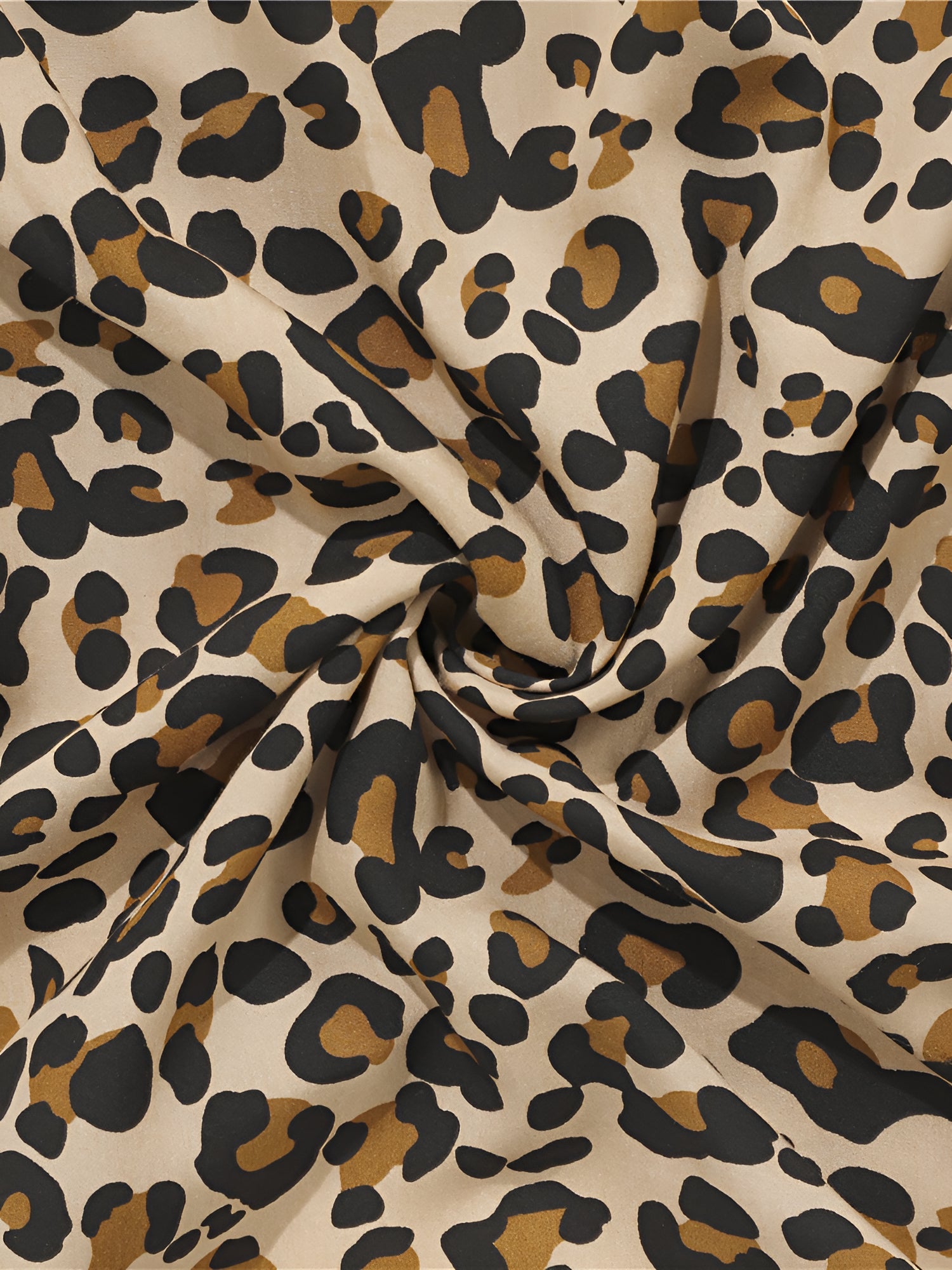 Leopard - Women's lightweight leopard print mini dress featuring a V-neckline with front ties, flared half sleeves, and a tiered skirt.