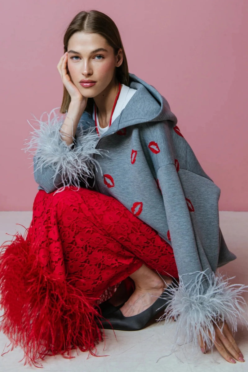 American Embroidered Kiss Feather Jacket