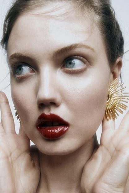 Gold - Metallic Sector Semicircular Earrings-Sunfere