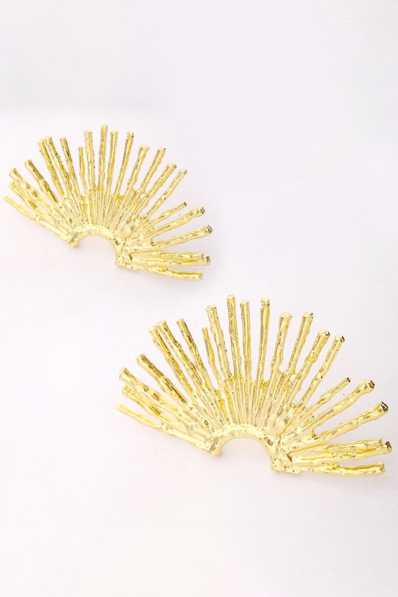 Gold - Metallic Sector Semicircular Earrings-Sunfere