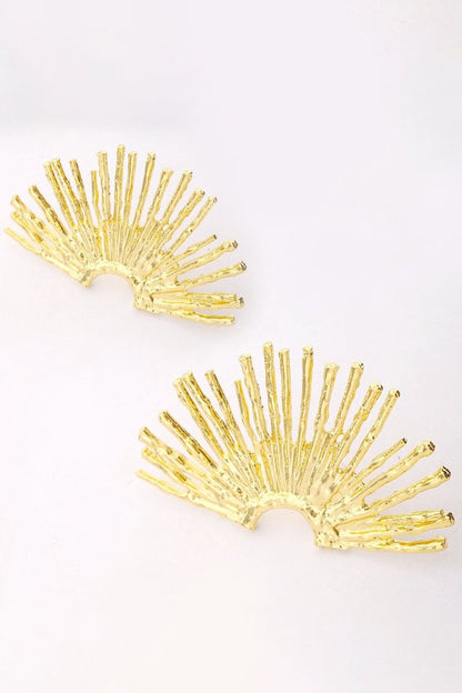 Gold - Metallic Sector Semicircular Earrings-Sunfere