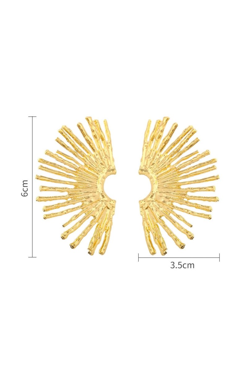 Gold - Metallic Sector Semicircular Earrings-Sunfere