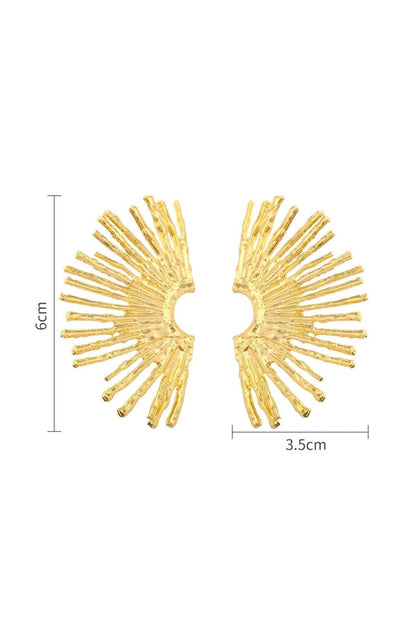 Gold - Metallic Sector Semicircular Earrings-Sunfere