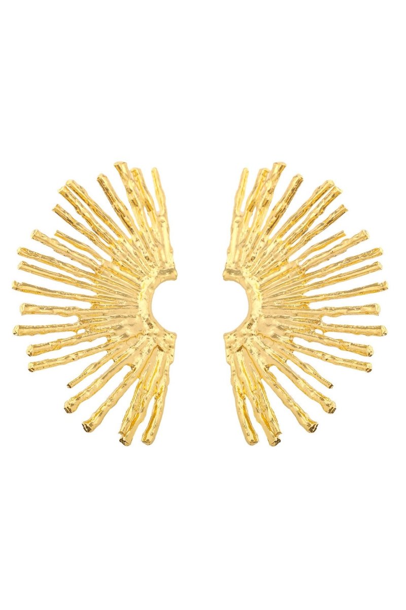 Gold - Metallic Sector Semicircular Earrings-Sunfere