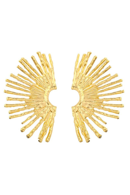 Gold - Metallic Sector Semicircular Earrings-Sunfere