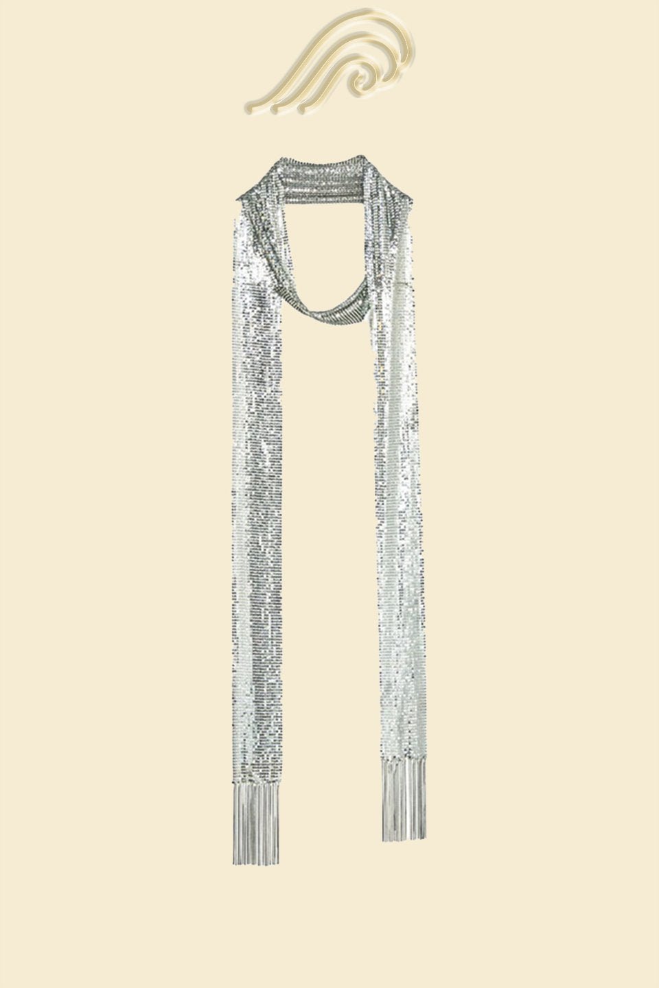 Silver - Metallic Tassel Skinny Scarf-Sunfere