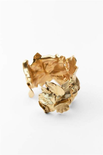 Gold - Metallic Textured Flowers Bracelet-Sunfere