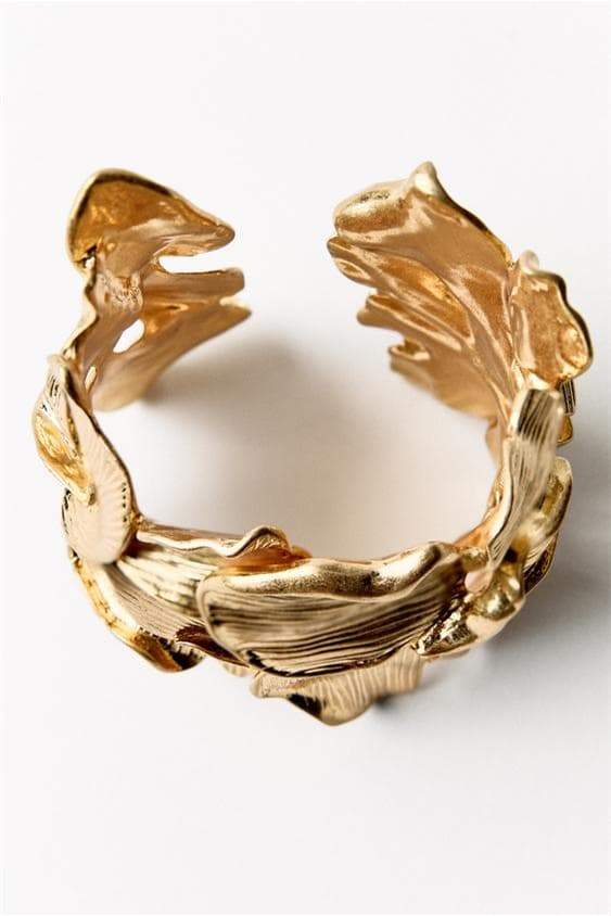 Gold - Metallic Textured Flowers Bracelet-Sunfere