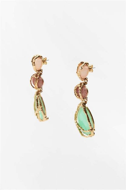 Multi - Multi Gem Dangle Earrings-Sunfere