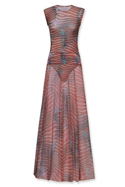 Ripple Glow Mesh Bodysuit Skirt Set