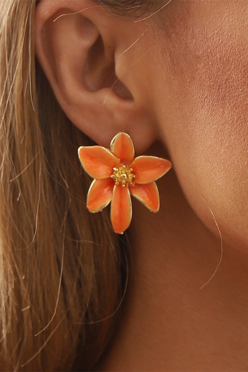 Orange - Vintage Enamel Flower Earrings-Sunfere