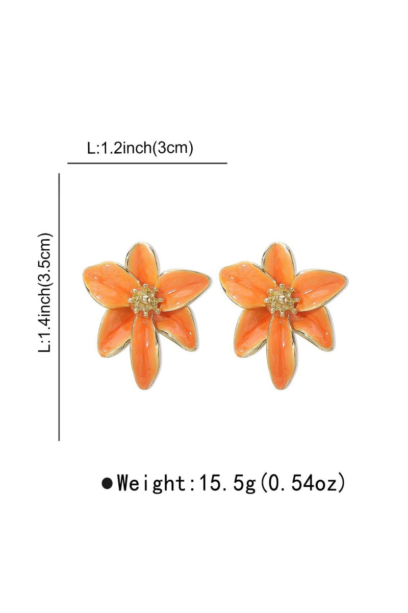 Orange - Vintage Enamel Flower Earrings-Sunfere