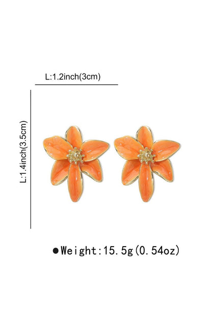 Orange - Vintage Enamel Flower Earrings-Sunfere