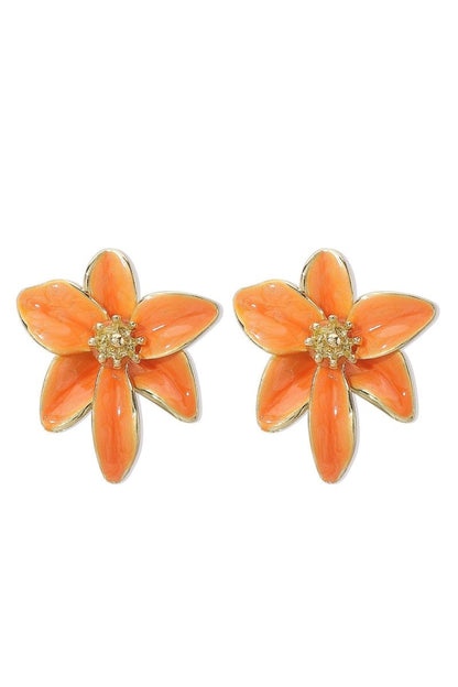 Orange - Vintage Enamel Flower Earrings-Sunfere