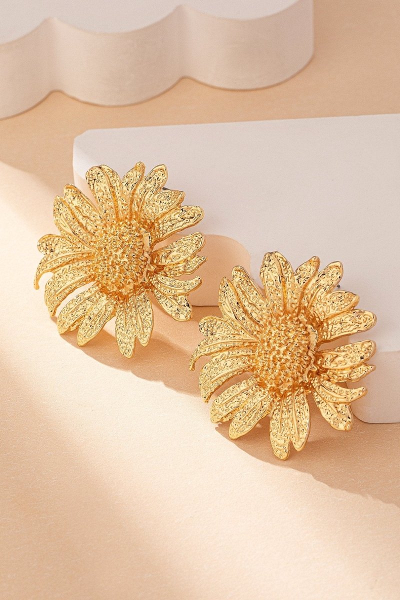 Gold - Vintage Sunflower Drop Earrings-Sunfere