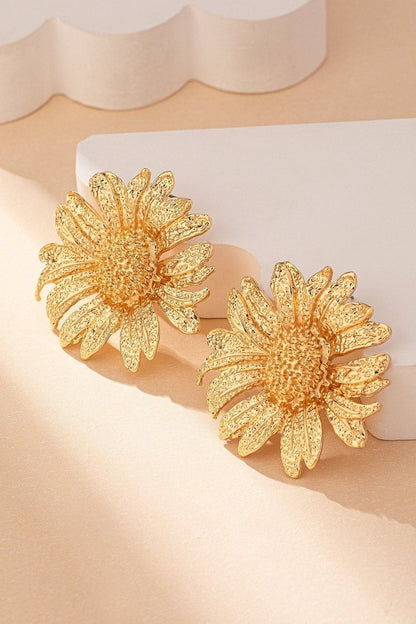 Gold - Vintage Sunflower Drop Earrings-Sunfere