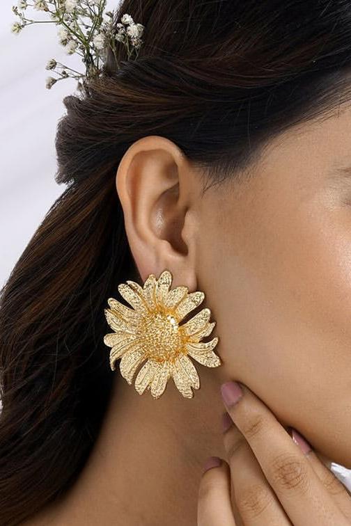 Gold - Vintage Sunflower Drop Earrings-Sunfere