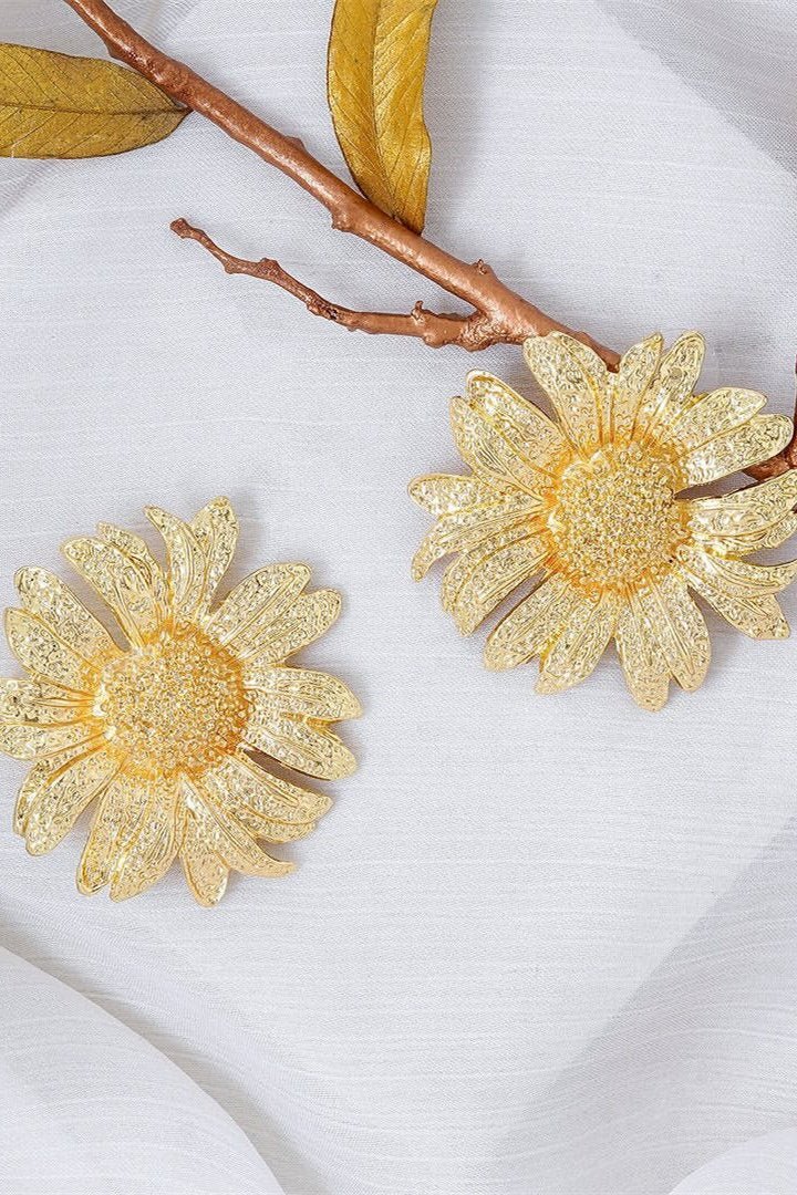 Gold - Vintage Sunflower Drop Earrings-Sunfere